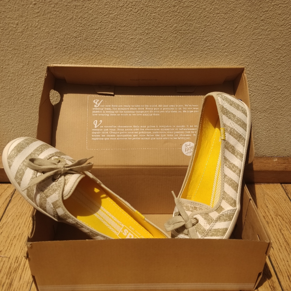 Khaki Striped Low Top Keds Sneakers NIB